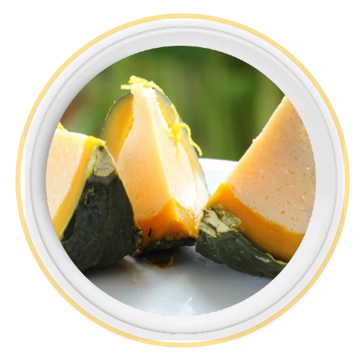Pumpkin fruit filled with coconut, eggs, sugar and steamed, delicious